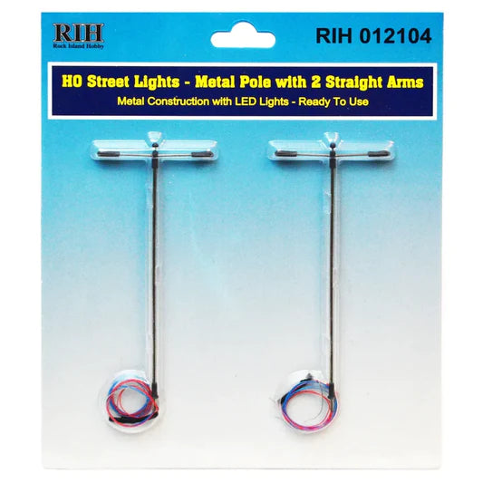 Rock Island Hobby RIH012104 N Scale Street Lights with single pole and 2 straight arms