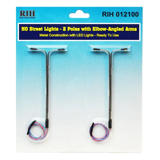 Rock Island Hobby RIH012100 HO Street Light w 2 vertical poles and 2 elbow arms