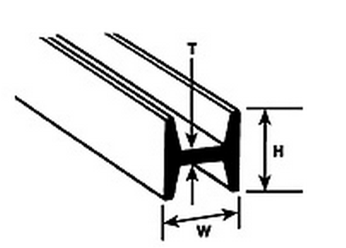 Plastruct 90548 HFS-12 4pk STYRENE H-COLMUN 3/