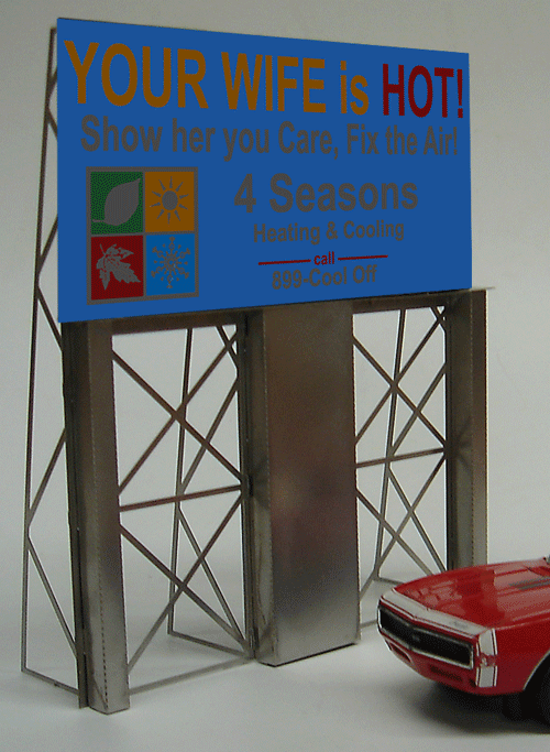 Miller Engineering Animation 881001 4 Seasons Heating & Cooling Roadwide Billboard, HO and O Scales
