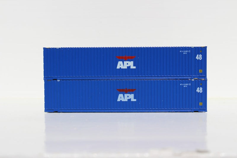 Jacksonville Terminal Company 485001 APL 48' HC 3-42-3 corrugated containers with Magnetic system, FIRST TIME IN N SCALE. JTC