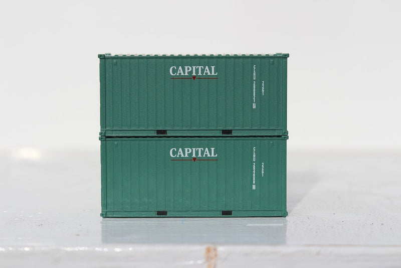 Jacksonville Terminal Company 205317 CAPITAL 20' Std. height containers with Magnetic system, Corrugated-side. JTC-205317, N Scale