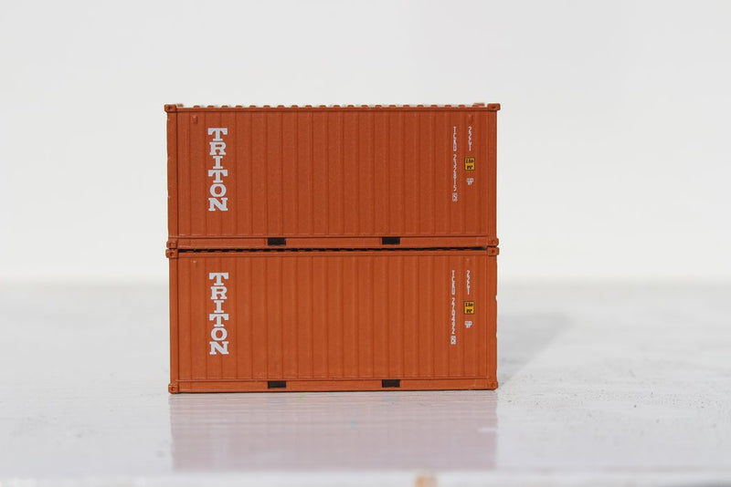 Jacksonville Terminal Company 205349 TRITON 20' Std. height containers with Magnetic system, Corrugated-side. JTC-205349, N Scale