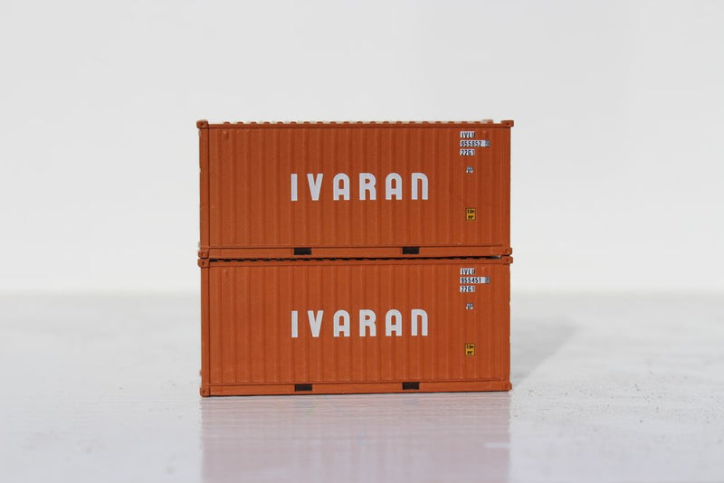 Jacksonville Terminal Company 205358 IVARAN 20' Std. height containers with Magnetic system, Corrugated-side. JTC-205358, N Scale