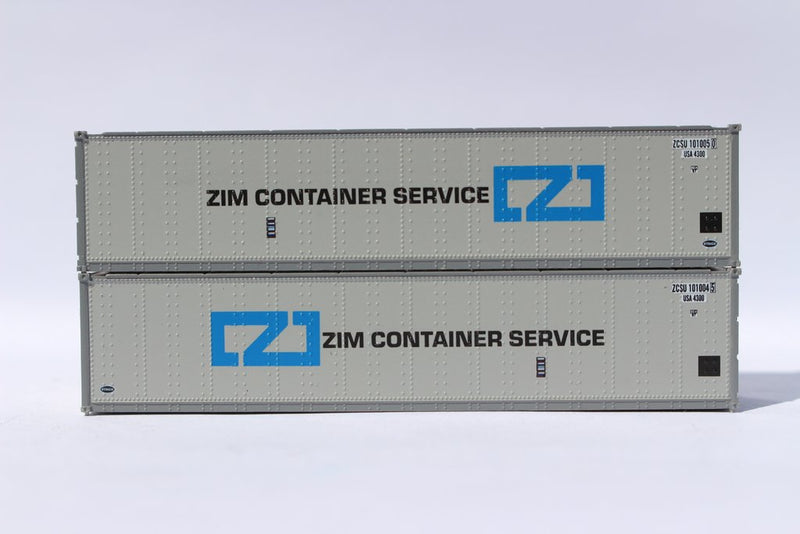 Jacksonville Terminal Company 405664 ZIM 40' Standard height (8'6") Smooth-side containers. 405664, N Scale