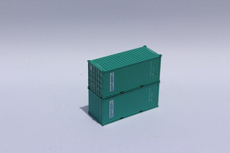 Jacksonville Terminal Company 205337 DONG FANG 20' Std. height containers with Magnetic system, Corrugated-side. JTC-205337, N Scale