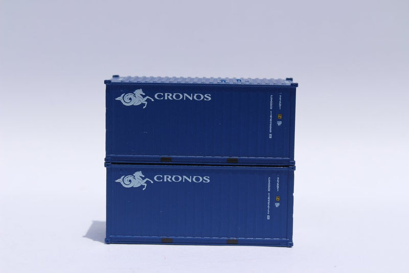 Jacksonville Terminal Company 205316 CRONOS (blue) 20' Std. height containers with Magnetic system, Corrugated-side. JTC-205316, N Scale