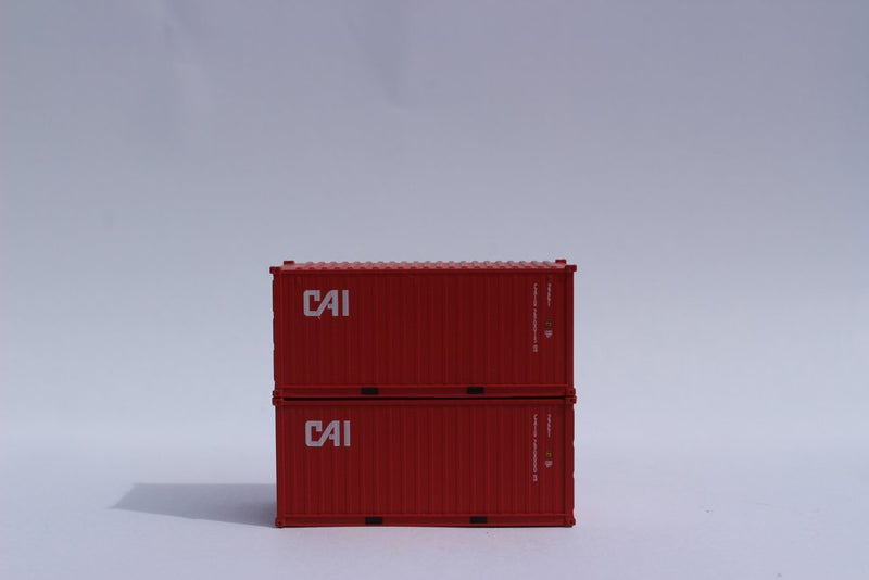 Jacksonville Terminal Company 205330 CAI 20' Std. height containers with Magnetic system, Corrugated-side. JTC-205330, N Scale