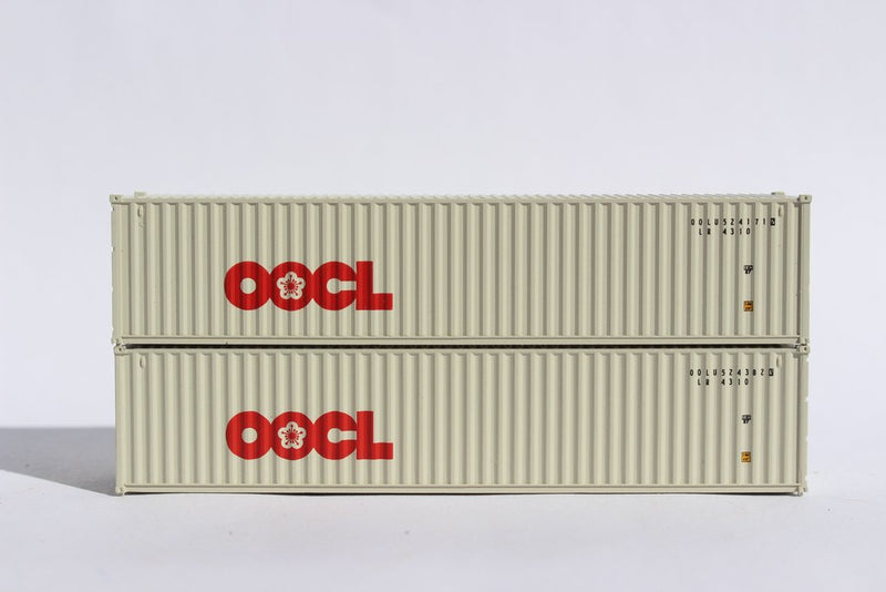 Jacksonville Terminal Company 405304 OOCL (Large logo) 40' Std. height containers with Magnetic system, Corrugated-side. JTC-405304, N Scale