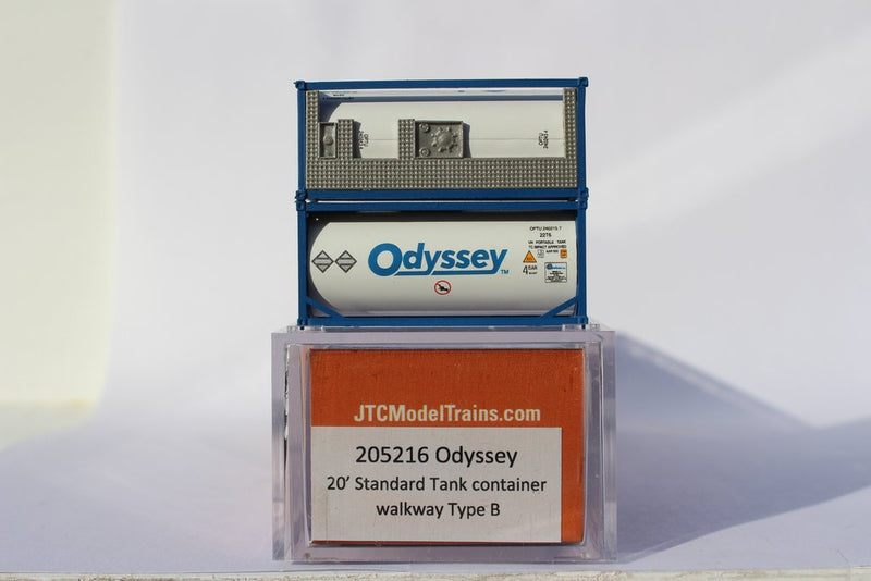 Jacksonville Terminal Company 205216 Odyssey 20' Standard Tank Container (full length 3/4 around walkway) 205216, N Scale