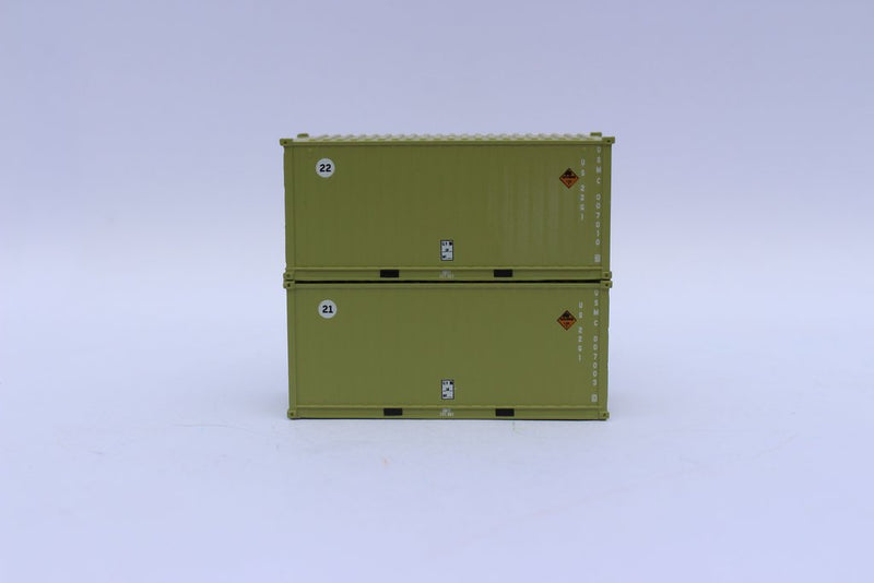 Jacksonville Terminal Company 205456 205456 USMC Military (Marines) MILITARY SERIES 20' Std. height containers with Magnetic system, JTC-205456, N Scale