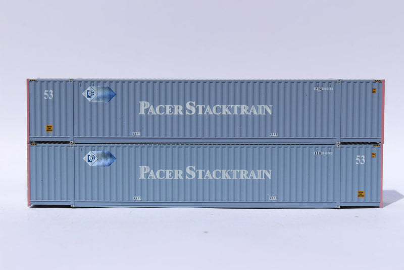 Jacksonville Terminal Company 535022 PACER 53' faded light blue HIGH CUBE 6-42-6 corrugated containers with Magnetic system, Corrugated-side. JTC