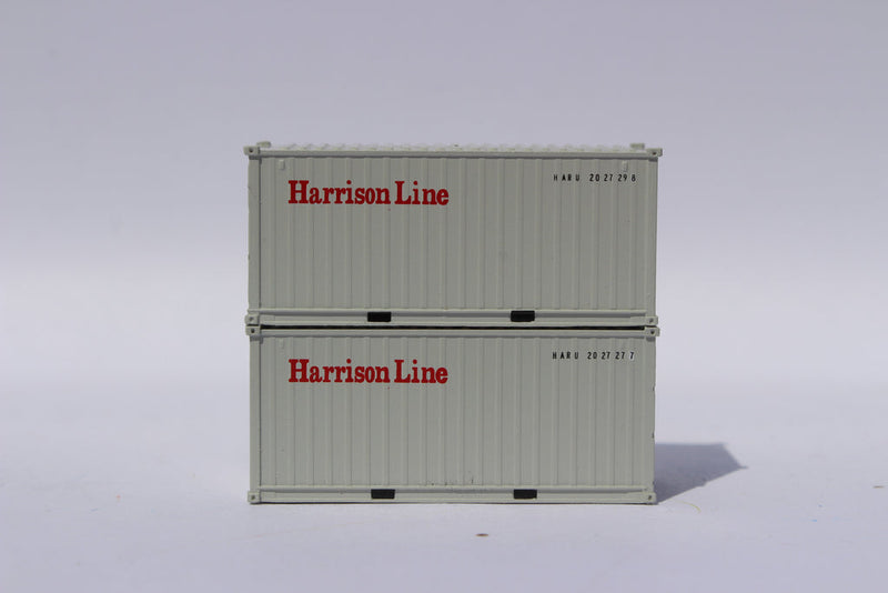 Jacksonville Terminal Company 205434 Harrison Line 20' Std. height containers with Magnetic system, Corrugated-side. JTC-205434, N Scale