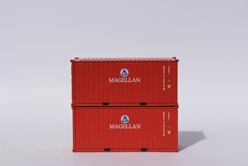 Jacksonville Terminal Company 205383 MAGELLAN 20' Std. height containers with Magnetic system, Corrugated-side. JTC-205383, N Scale