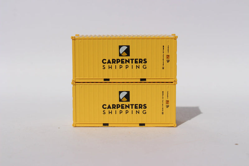 Jacksonville Terminal Company 205429 CARPENTERS SHIPPING 20' Std. height containers with Magnetic system, Corrugated-side. JTC-205429, N Scale