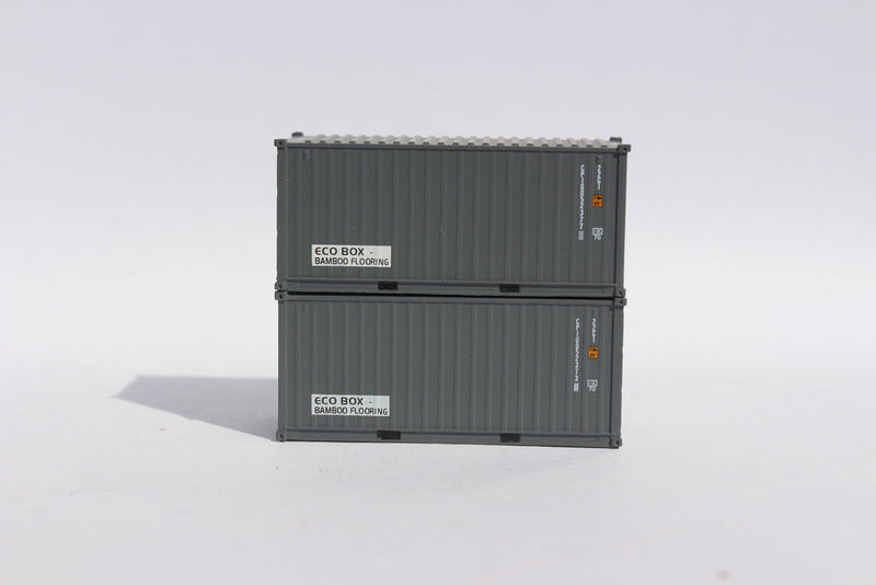 Jacksonville Terminal Company 205432 CPI "ECO" box 20' Std. height containers with Magnetic system, Corrugated-side. JTC-205432, N Scale