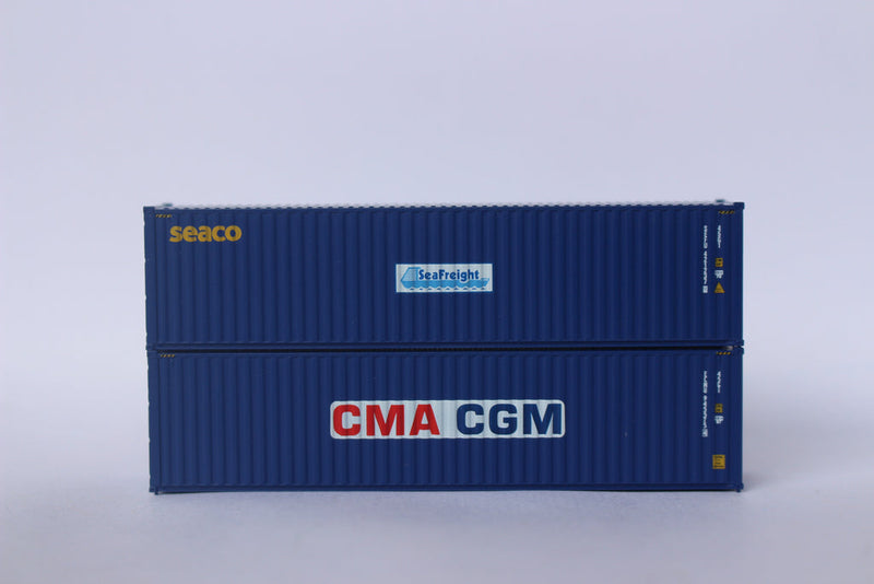 Jacksonville Terminal Company 405811 CMA CGM & SEACO MIX PACK 40' HIGH CUBE containers with Magnetic system, Corrugated-side. JTC