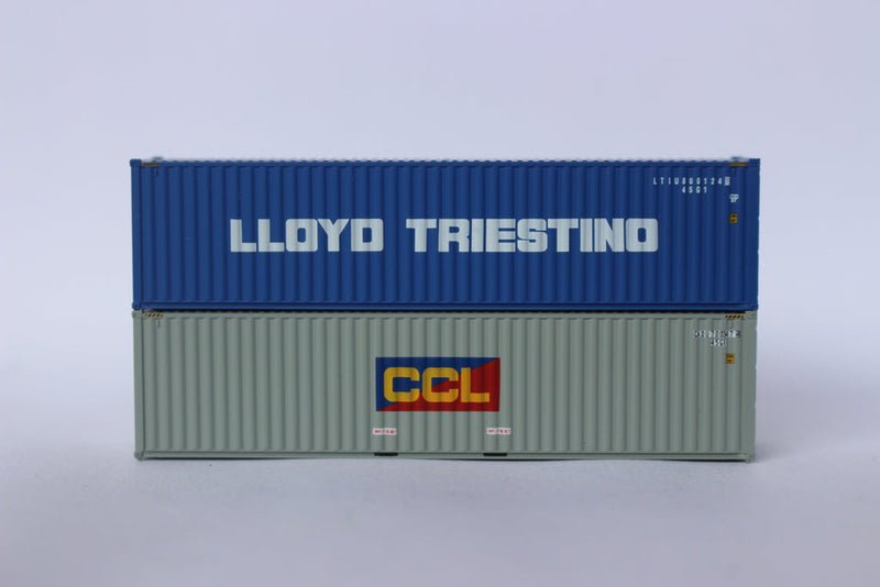 Jacksonville Terminal Company 405808 Llyod Triestino and (CCL) Costa Container Line MIX PACK 40' HIGH CUBE containers with Magnetic system, Corrugated-side. JTC