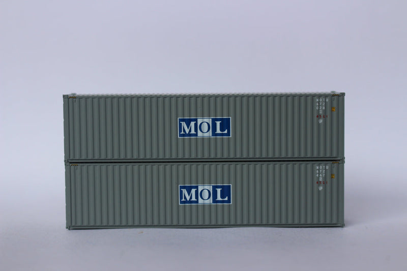 Jacksonville Terminal Company 405051 MOL GRAY-Initial logo 40' HIGH CUBE containers with Magnetic system, Corrugated-side. JTC