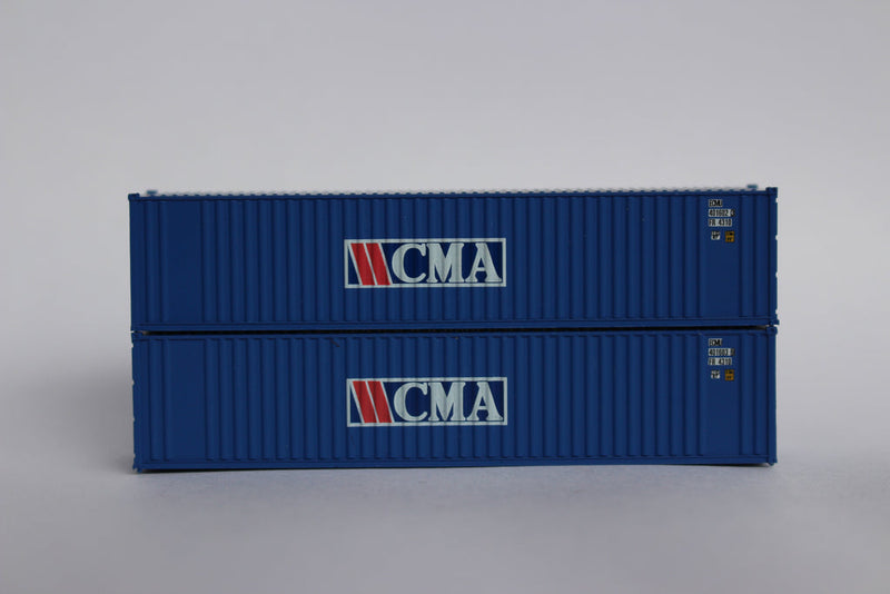 Jacksonville Terminal Company 405506 CMA (rectangle logo)40' Std. Height 2-P-44-P-2 'Square Corrugated' side containers JTC