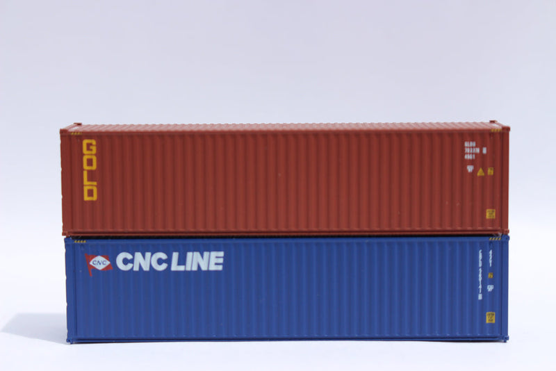 Jacksonville Terminal Company 405806 CNC LINE & GOLD, MIX PACK 40' HIGH CUBE containers with Magnetic system, Corrugated-side. JTC