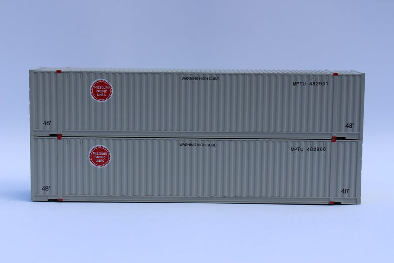 Jacksonville Terminal Company 485029 "VS" Missouri Pacific "Buzzsaw" 48' HC 3-42-3 corrugated containers with Magnetic system,, N Scale