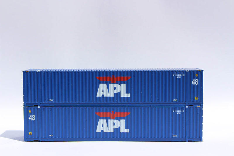 Jacksonville Terminal Company 485004 APL (large logo) Set #1 48' HC 3-42-3 corrugated containers with Magnetic system, FIRST TIME IN N SCALE. JTC # 485004, N Scale