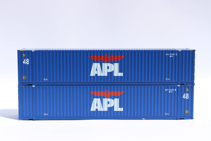 Jacksonville Terminal Company 485018 APL (large logo) Set #2, 48' HC 3-42-3 corrugated containers with Magnetic system, JTC # 485018, N Scale