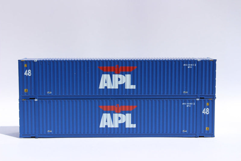 Jacksonville Terminal Company 485019 APL (large logo) Set #3, 48' HC 3-42-3 corrugated containers with Magnetic system, JTC # 485019, N Scale