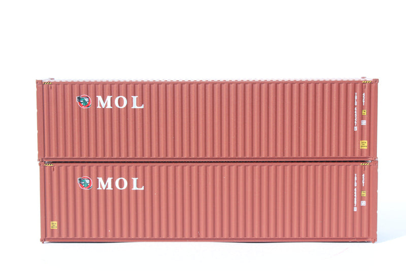 Jacksonville Terminal Company 405143 MOL Initials brown container (TRLU, TransAmerica, TAL, Trition)- 40' HC corrugated PANEL side steel containers. JTC