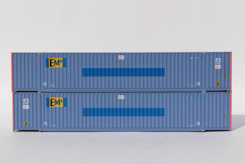 Jacksonville Terminal Company 535095 EMP (Ex-PACER blue) Set#2 - 53' HIGH CUBE 6-42-6 corrugated containers with Magnetic system, Corrugated-side. JTC # 535095, N Scale