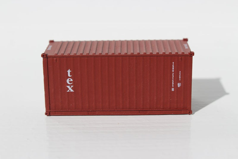 Jacksonville Terminal Company 205335 TEX (Kien Hung Lease) 20' Std. height containers with Magnetic system, Corrugated-side. JTC-205335, N Scale
