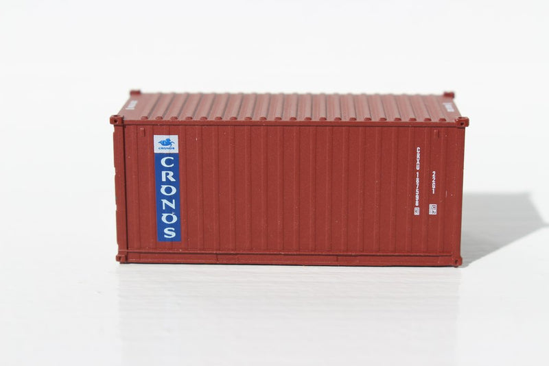 Jacksonville Terminal Company 205332 CRONOS (brown) 20' Std. height containers with Magnetic system, Corrugated-side. JTC-205332, N Scale