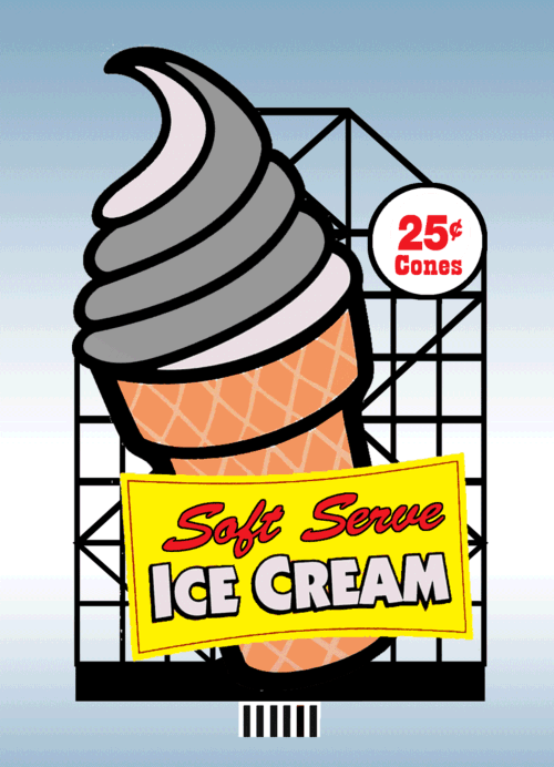 Miller Engineering Animation 443002 Small Ice Cream Billboard, N/HO