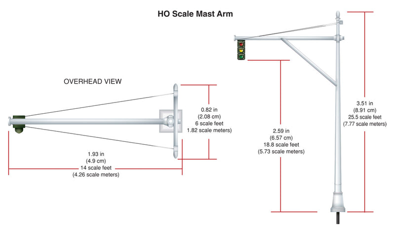 Woodland Scenics JP5653 Mast Arm Traffic Lights- HO Scale