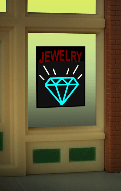 Miller Engineering Animation 8970 Jewelry window sign