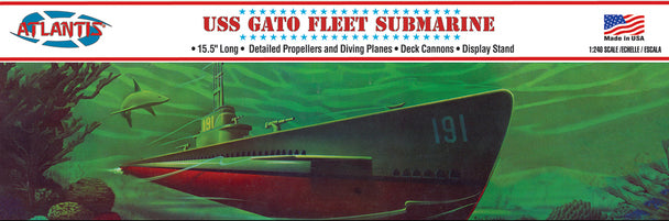 Atlantis Models AANL743 USS Gato Fleet Submarine Plastic Model Kit Atlantis Made in the USA, 1:240 Scale