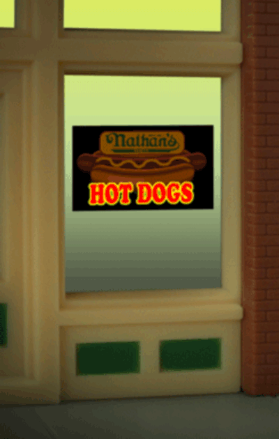 Miller Engineering Animation 9100 Nathan's Window sign HO and O Scale