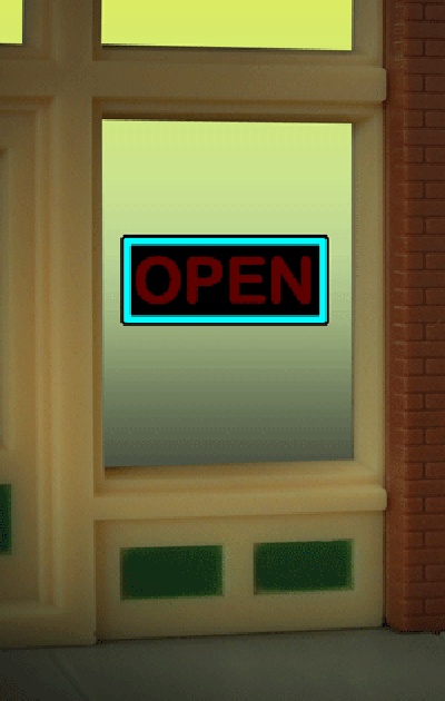 Miller Engineering Animation - 9045 - Open window sign, HO/O Scales