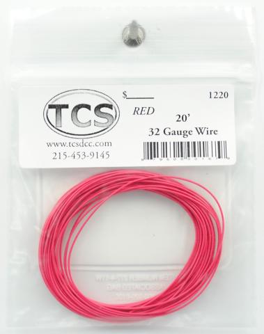 Train Control Systems TCS1220 32 Gauge Wire 20'  6.1m Roll -- Red