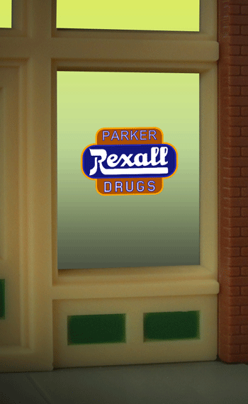 Miller Engineering Animation 8820 Rexall Window Sign