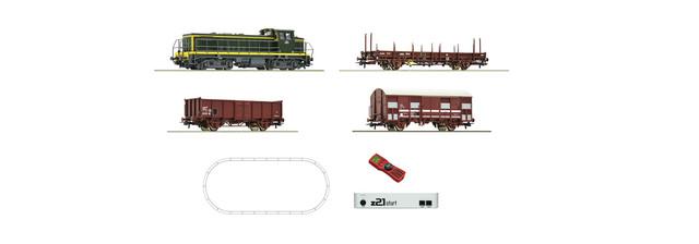 Roco ROC51300 Digital z21Â® start Set: Diesel locomotive BB63000 and freigth train, SNCF, HO Scale