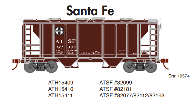 Athearn ATH15409 HO PS-2 2003 2-Bay Hopper, ATSF