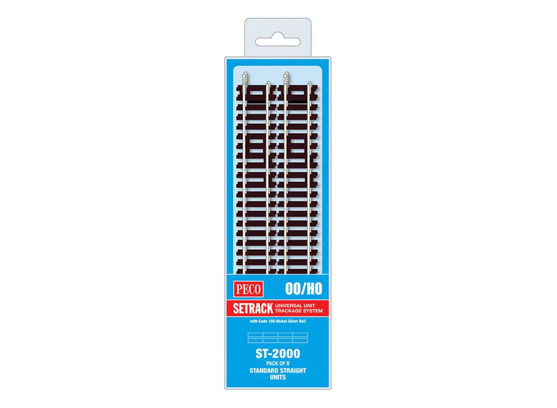 Peco PCOST-2000 Standard Straight (Pack of 8), HO Scale