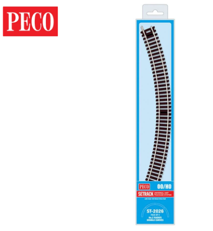 Peco 552-ST-2026 Double Curve, 2nd Radius (Pack of 4), HO