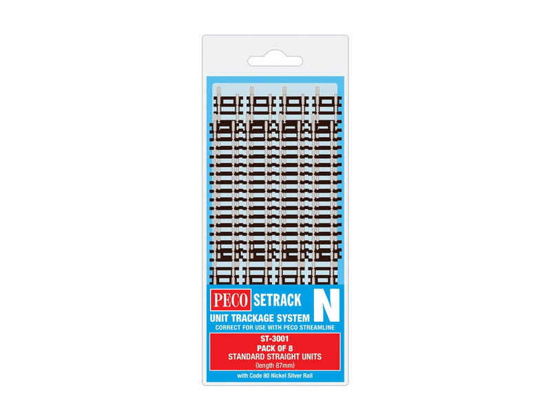 Peco PCOST-3001 Standard Straight (Pack of 8), N Scale