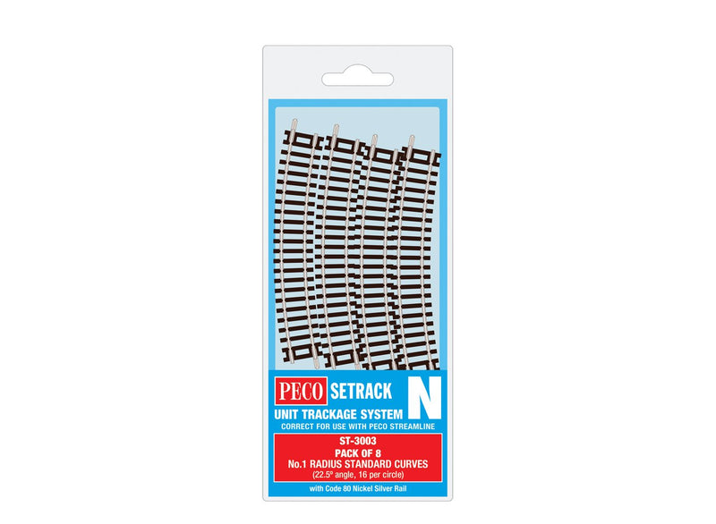 Peco PCOST-3003 Standard Curve, 1st Radius (Pack of 8), N Scale