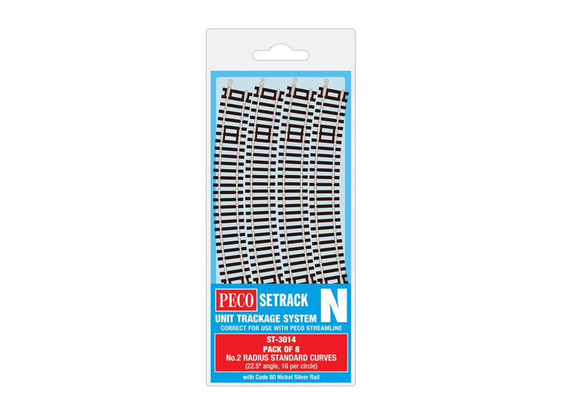 Peco PCOST-3014 Standard Curve, 2nd Radius (Pack of 8), N Scale