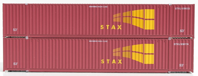 Jacksonville Terminal Company 535004 STAX 53' HIGH CUBE 6-42-6 corrugated containers with Magnetic system, Corrugated-side. JTC