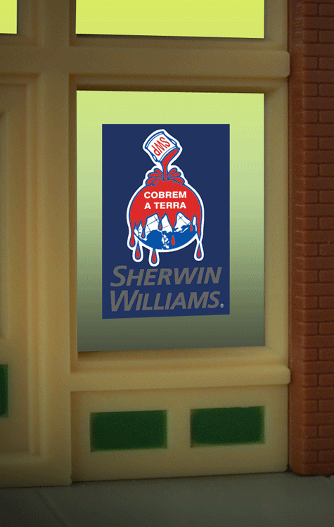 Miller Engineering Animation 8935 Sherwin Williams Window Sign, HO and O Scales